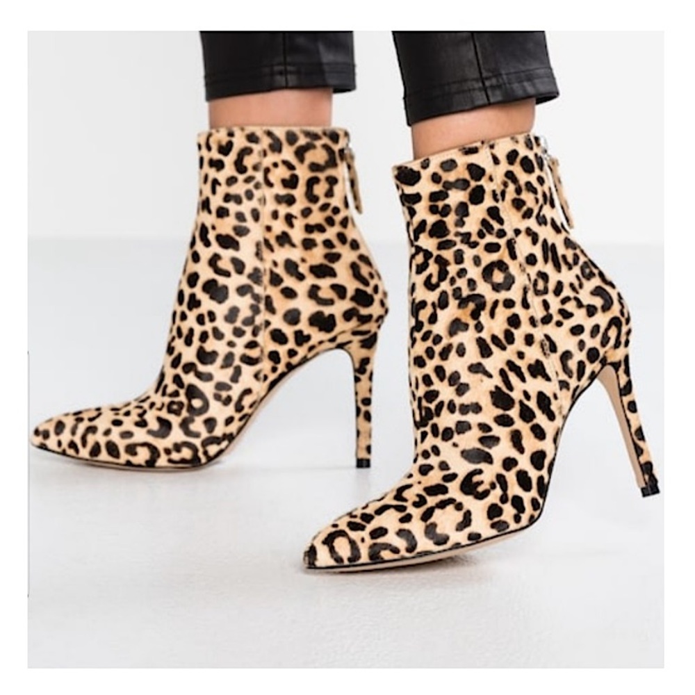 NEW Steve Madden Carey Leopard Calf Hair Ankle Boots Bootie NWOB